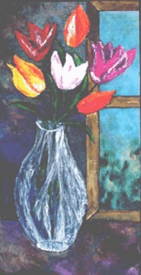 Tulips in Glass Vase